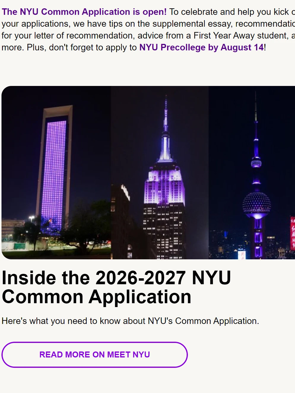 NYU 2026-2027 Common Application 官方说明封面
